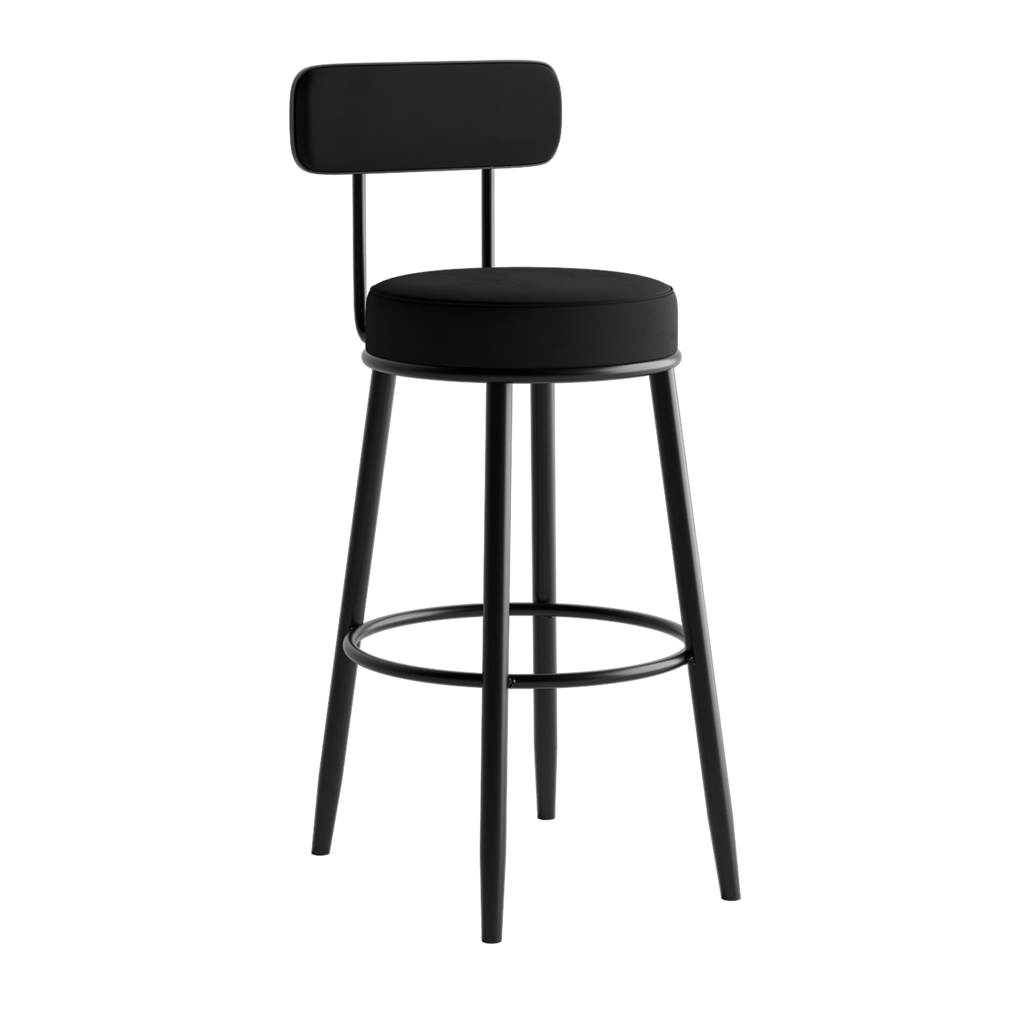 Scandinavian Velvet Footrest Bar Stool Matte Finish Low Back Home Stool