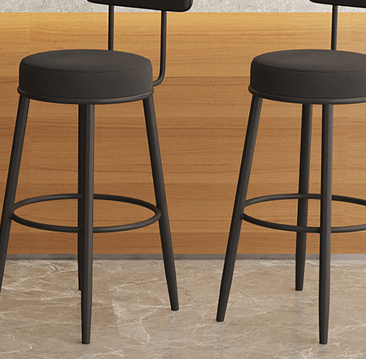Scandinavian Velvet Footrest Bar Stool Matte Finish Low Back Home Stool