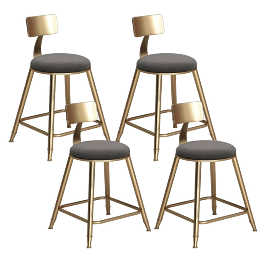 Glam Velvet Low Back Bar Stool Matte Finish Footrest Home Stool