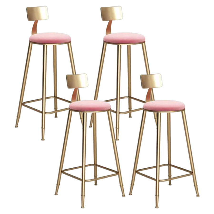 Glam Velvet Low Back Bar Stool Matte Finish Footrest Home Stool