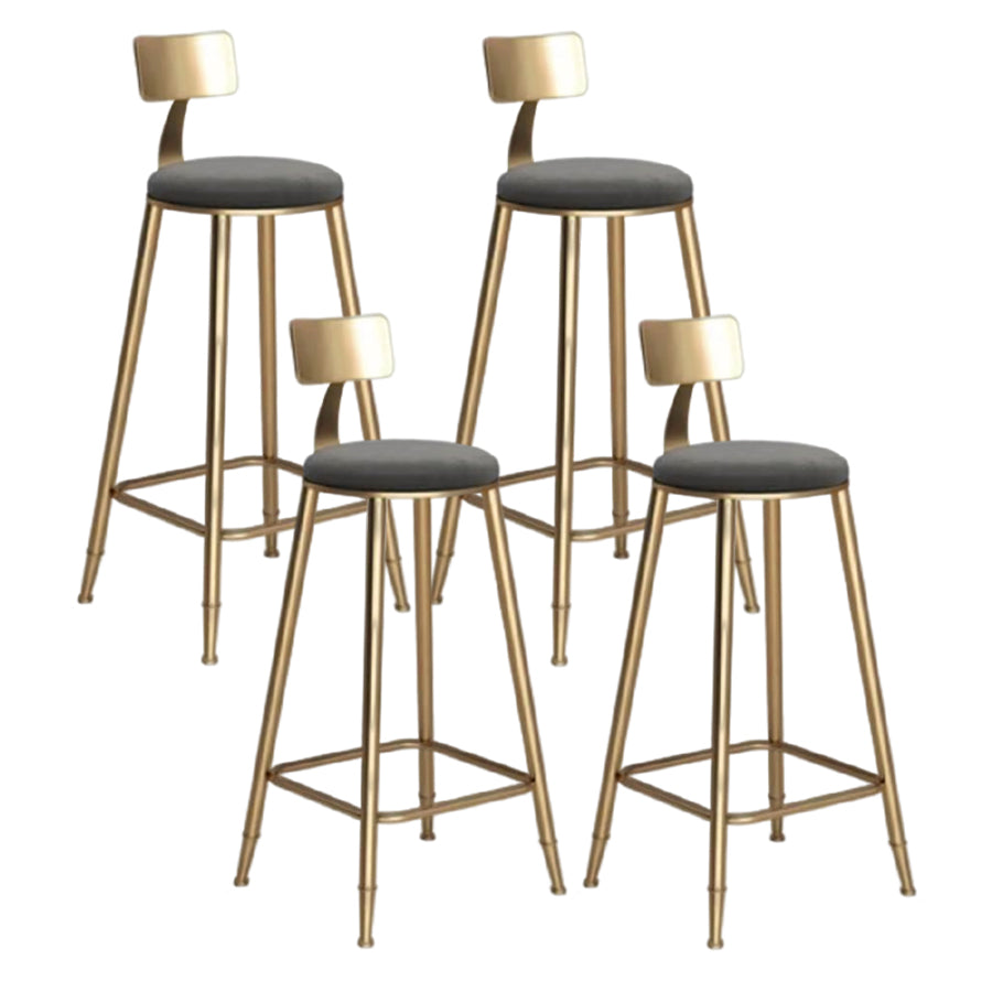 Glam Velvet Low Back Bar Stool Matte Finish Footrest Home Stool