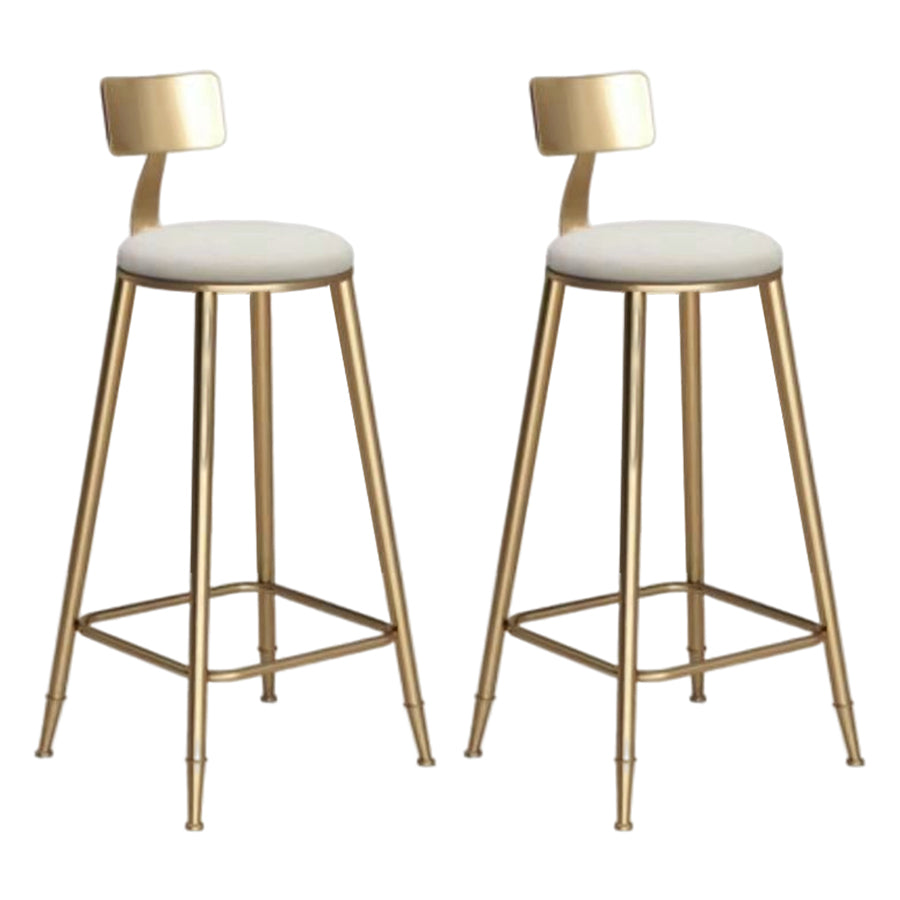 Glam Velvet Low Back Bar Stool Matte Finish Footrest Home Stool