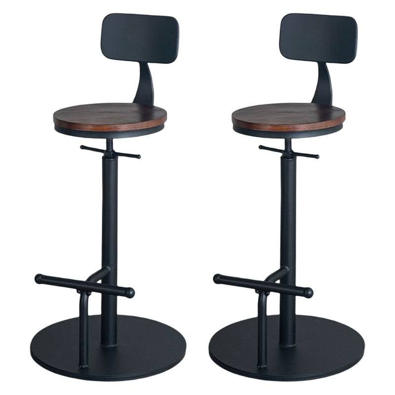 Industrial Adjustable Height Swivel Bar Stool Black Footrest Home Stool