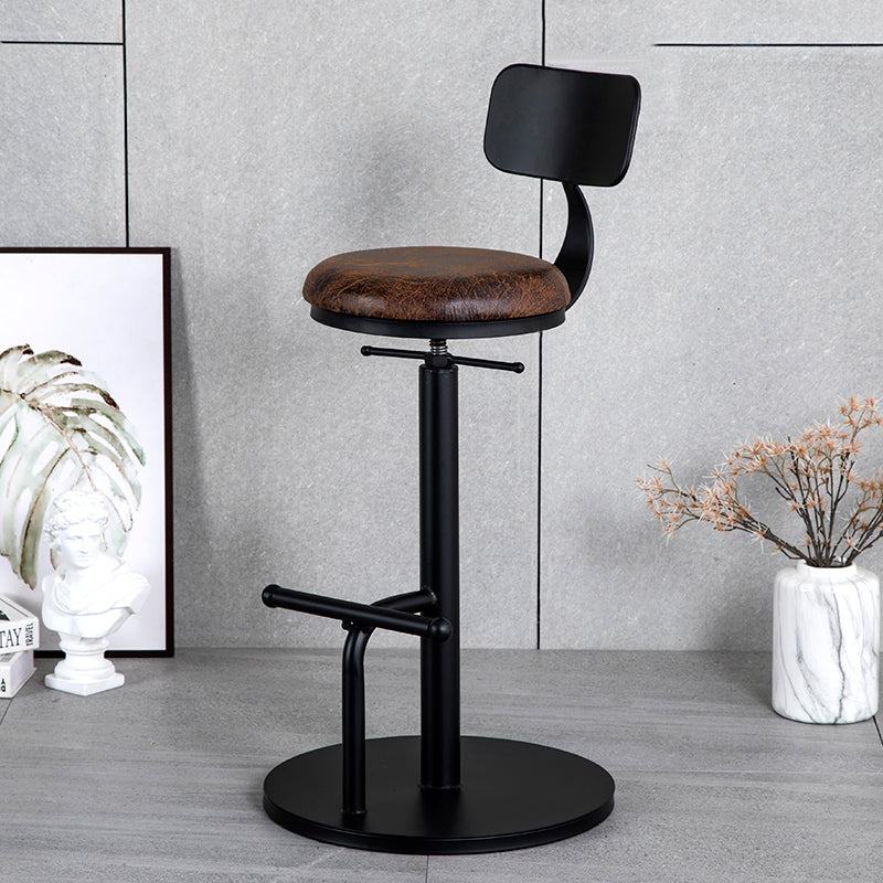 Industrial Adjustable Height Swivel Bar Stool Black Footrest Home Stool