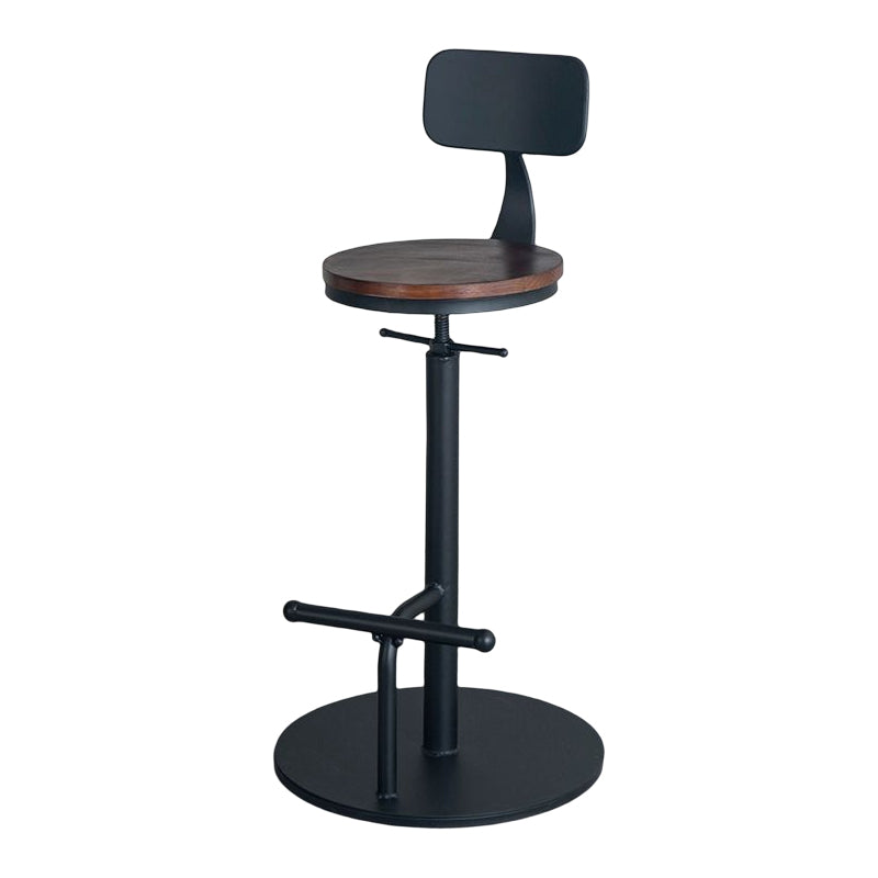 Industrial Adjustable Height Swivel Bar Stool Black Footrest Home Stool