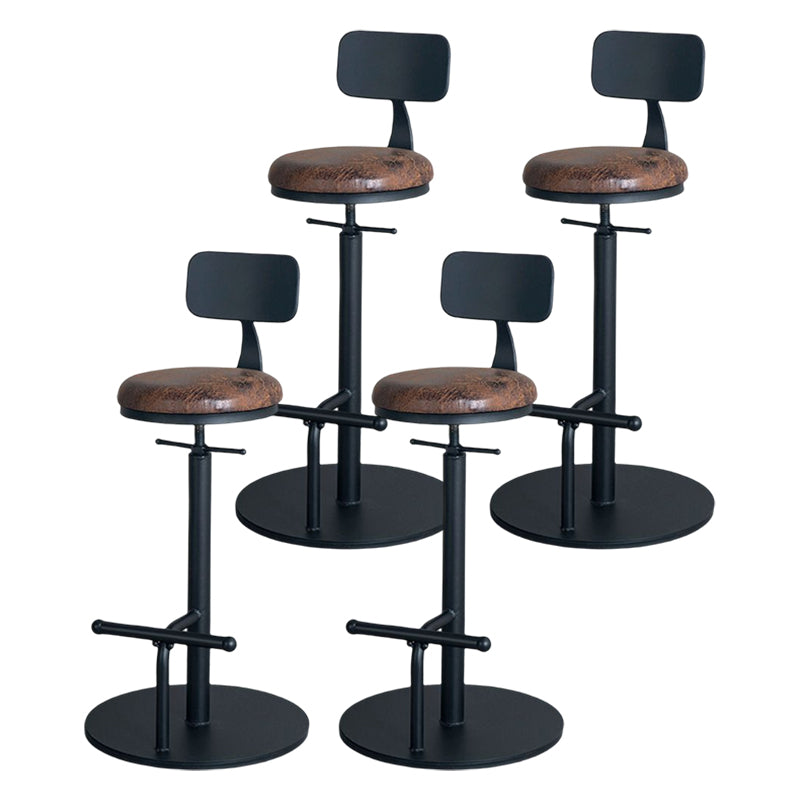Industrial Adjustable Height Swivel Bar Stool Black Footrest Home Stool