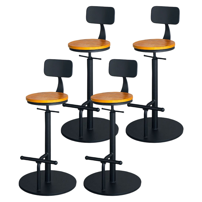 Industrial Adjustable Height Swivel Bar Stool Black Footrest Home Stool