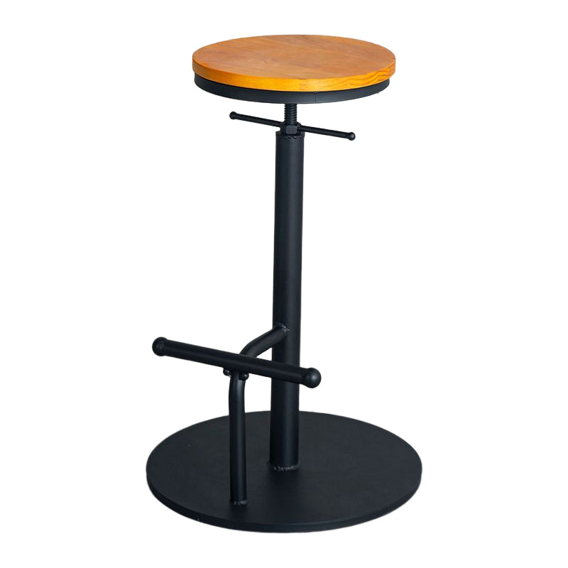 Industrial Adjustable Height Swivel Bar Stool Black Footrest Home Stool
