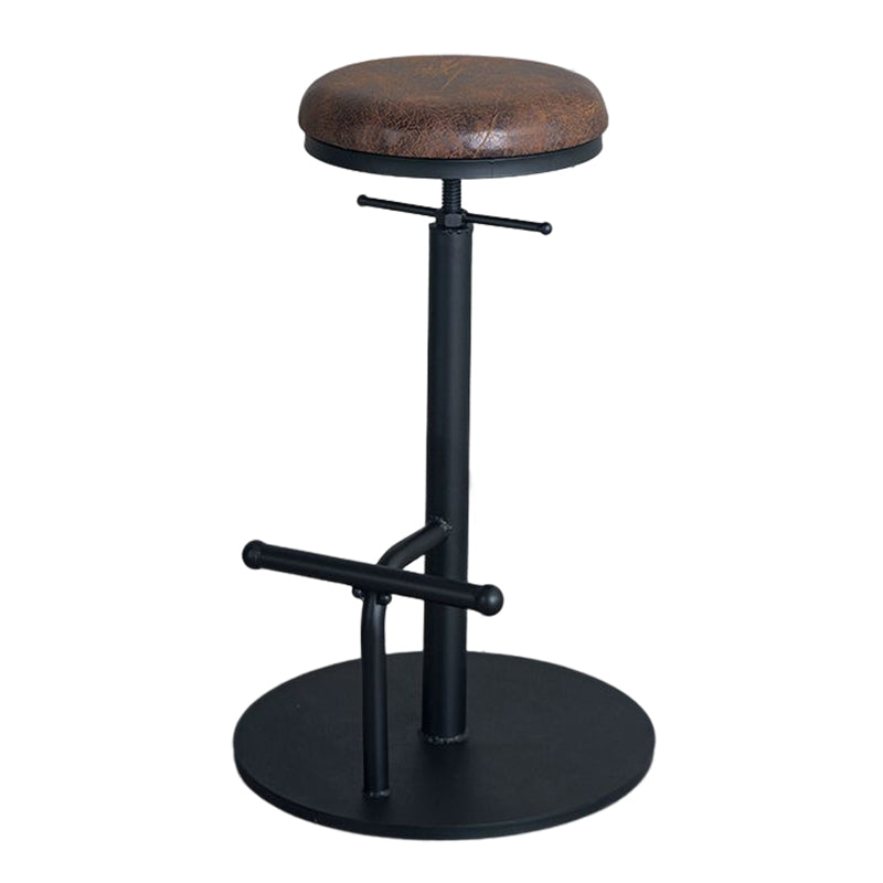 Industrial Adjustable Height Swivel Bar Stool Black Footrest Home Stool