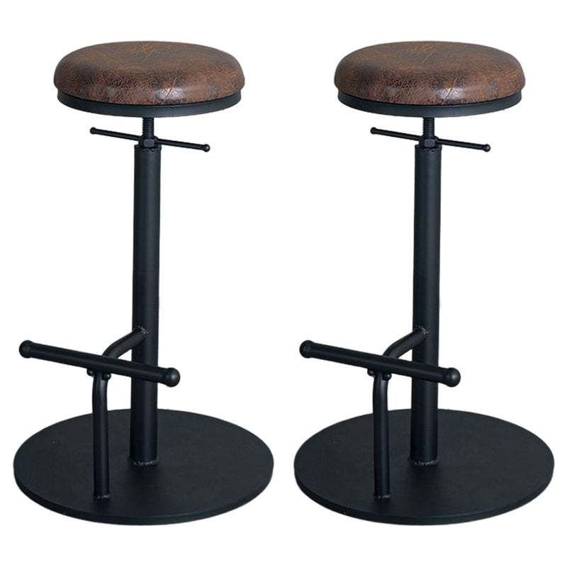 Industrial Adjustable Height Swivel Bar Stool Black Footrest Home Stool