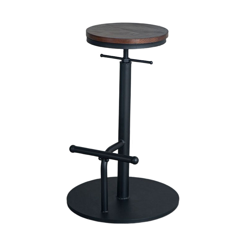 Industrial Adjustable Height Swivel Bar Stool Black Footrest Home Stool
