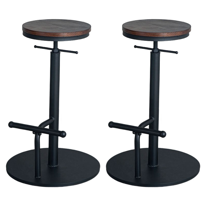 Industrial Adjustable Height Swivel Bar Stool Black Footrest Home Stool