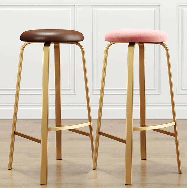 Footrest Upholstered Armless Bar Stool Matte Finish Backless Home Stool