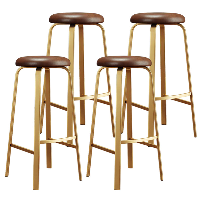 Footrest Upholstered Armless Bar Stool Matte Finish Backless Home Stool