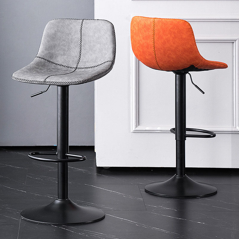 Contemporary Adjustable Height Home Stool Matte Finish Leather Barstool
