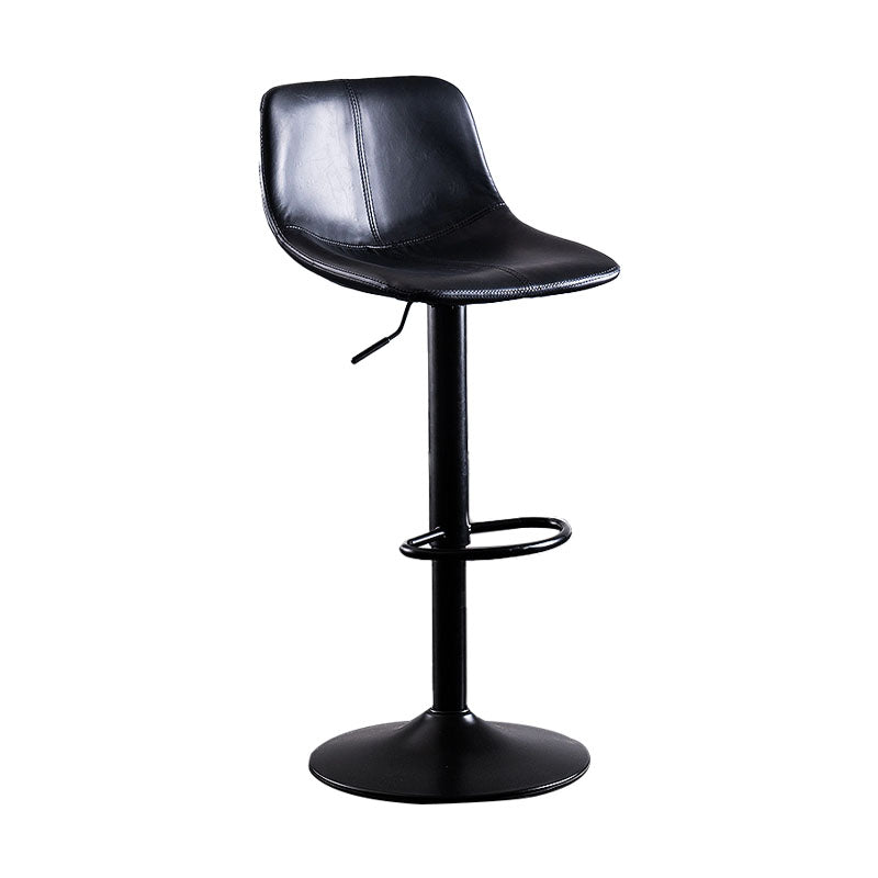 Contemporary Adjustable Height Home Stool Matte Finish Leather Barstool