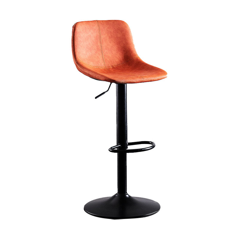 Contemporary Adjustable Height Home Stool Matte Finish Leather Barstool