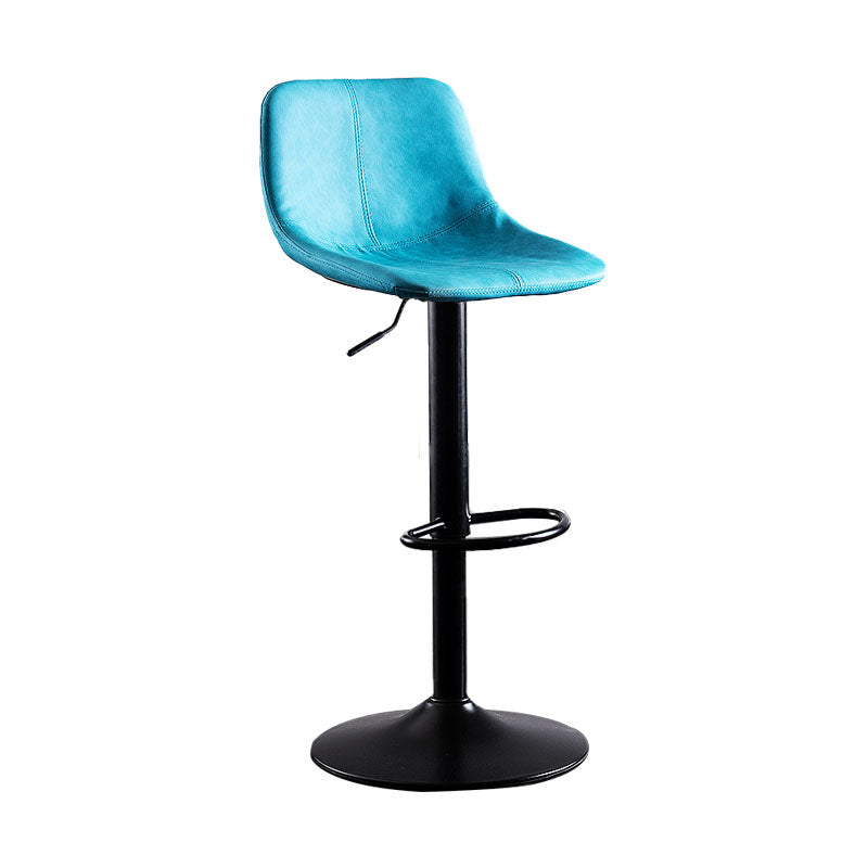 Contemporary Adjustable Height Home Stool Matte Finish Leather Barstool