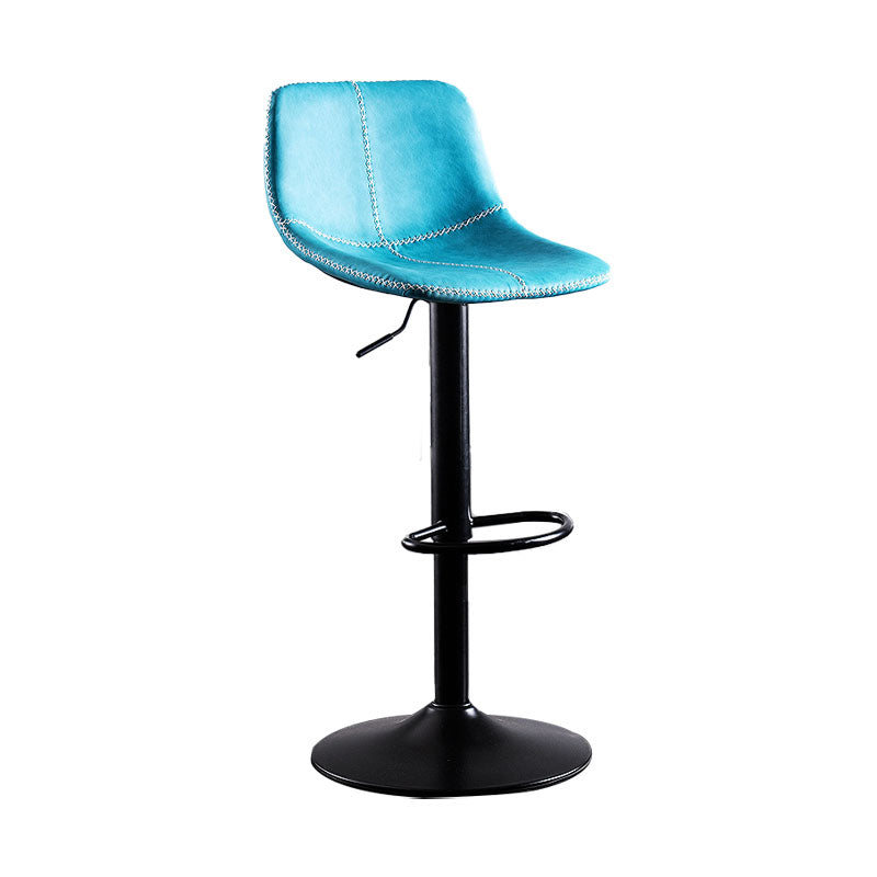 Contemporary Adjustable Height Home Stool Matte Finish Leather Barstool