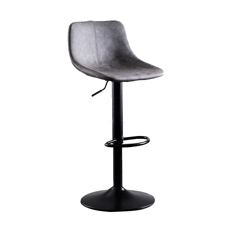 Contemporary Adjustable Height Home Stool Matte Finish Leather Barstool