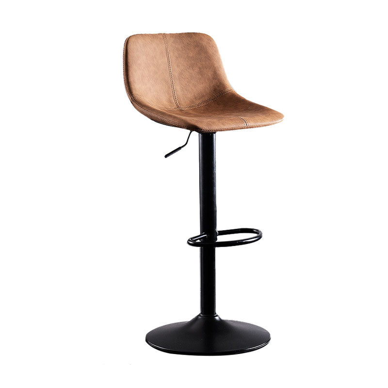 Contemporary Adjustable Height Home Stool Matte Finish Leather Barstool