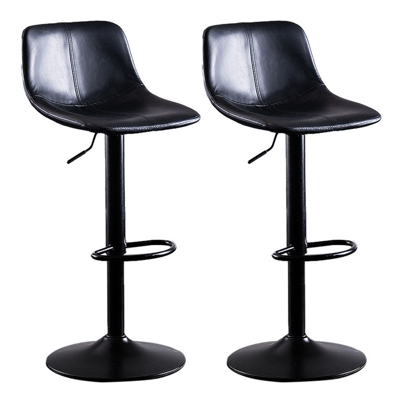 Contemporary Adjustable Height Home Stool Matte Finish Leather Barstool