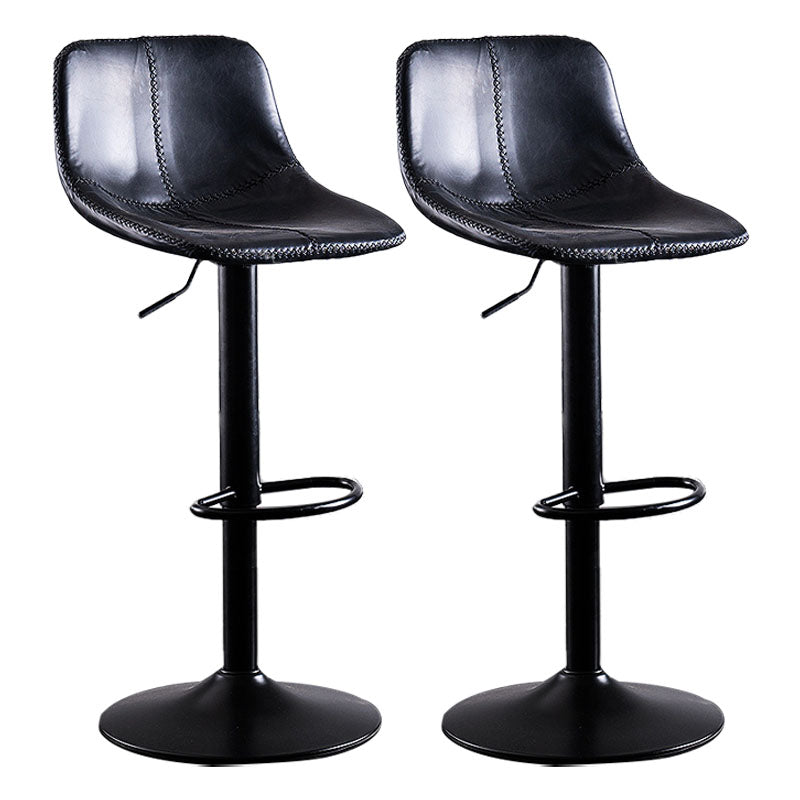 Contemporary Adjustable Height Home Stool Matte Finish Leather Barstool