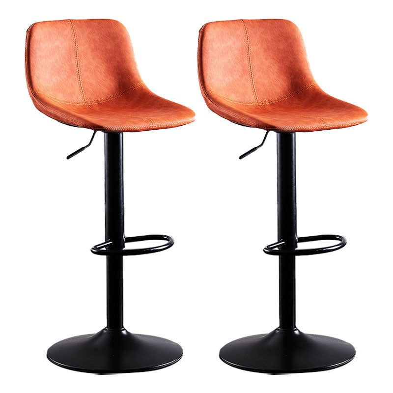 Contemporary Adjustable Height Home Stool Matte Finish Leather Barstool