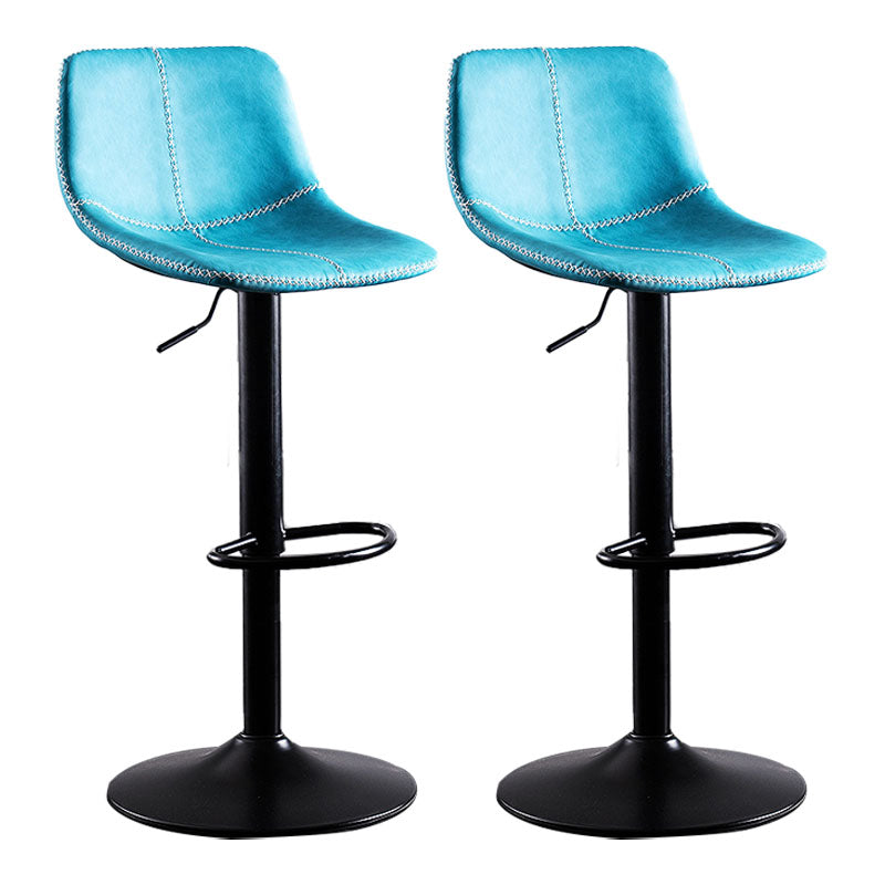 Contemporary Adjustable Height Home Stool Matte Finish Leather Barstool