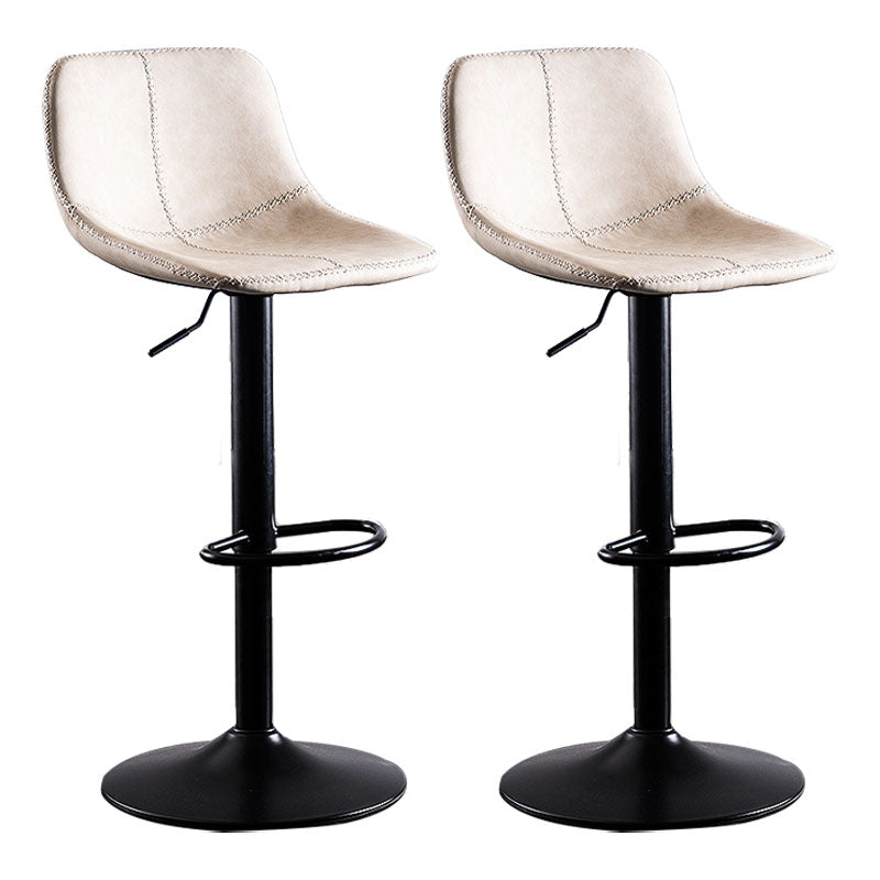 Contemporary Adjustable Height Home Stool Matte Finish Leather Barstool