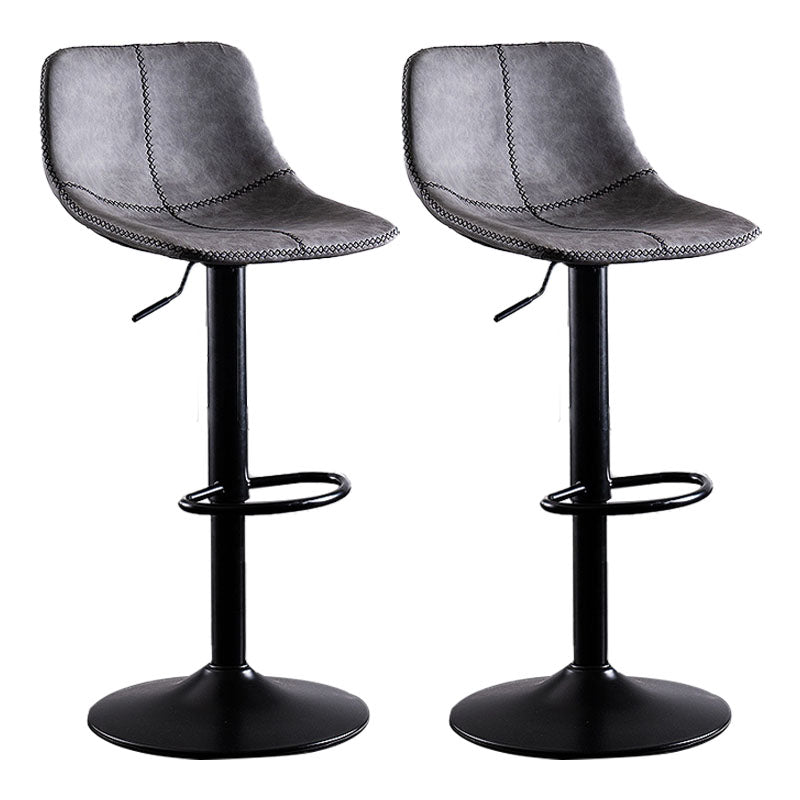 Contemporary Adjustable Height Home Stool Matte Finish Leather Barstool