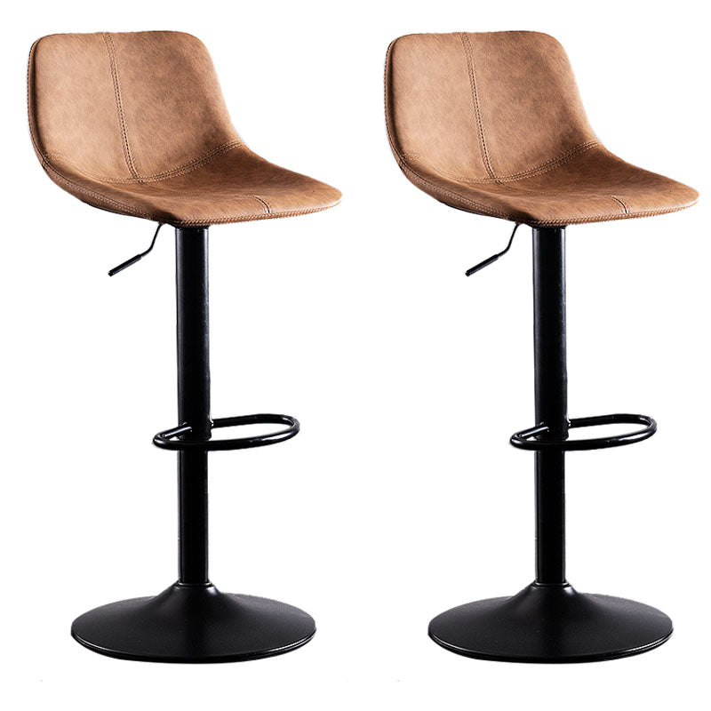 Contemporary Adjustable Height Home Stool Matte Finish Leather Barstool
