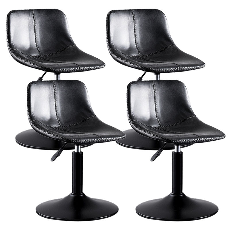 Contemporary Adjustable Height Home Stool Matte Finish Leather Barstool