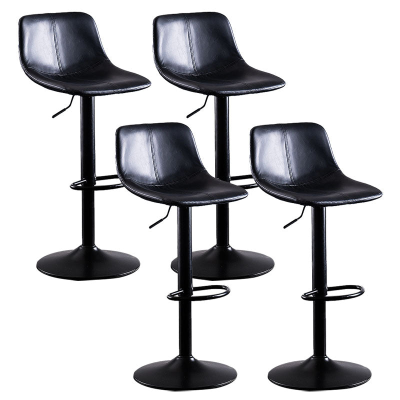 Contemporary Adjustable Height Home Stool Matte Finish Leather Barstool