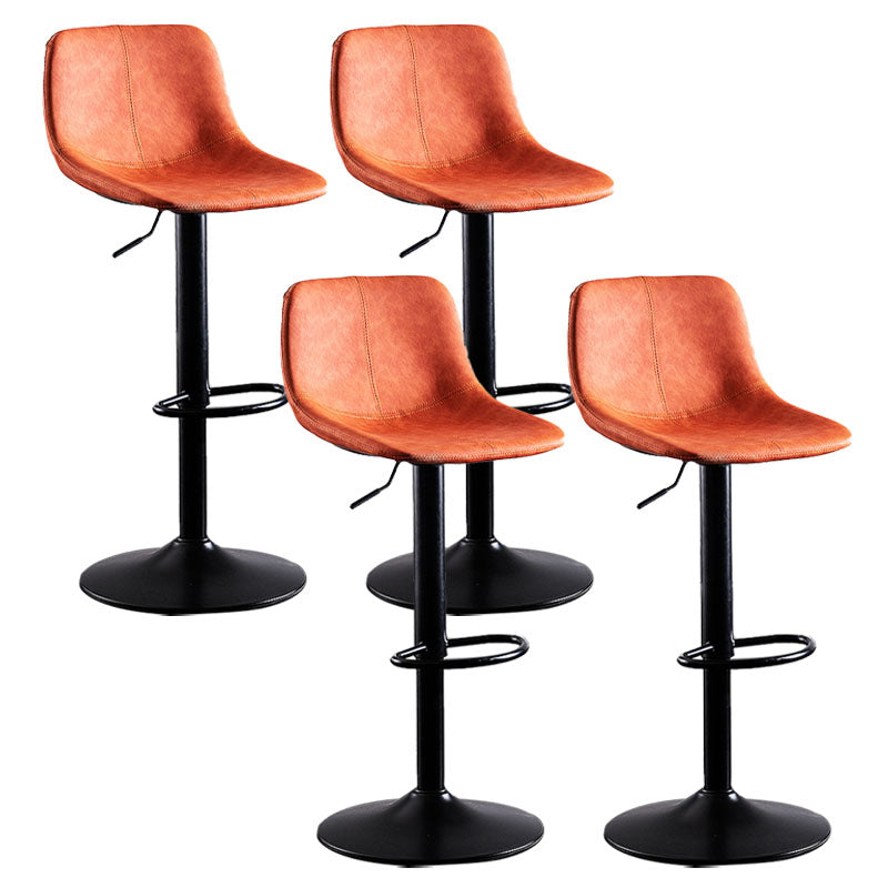 Contemporary Adjustable Height Home Stool Matte Finish Leather Barstool