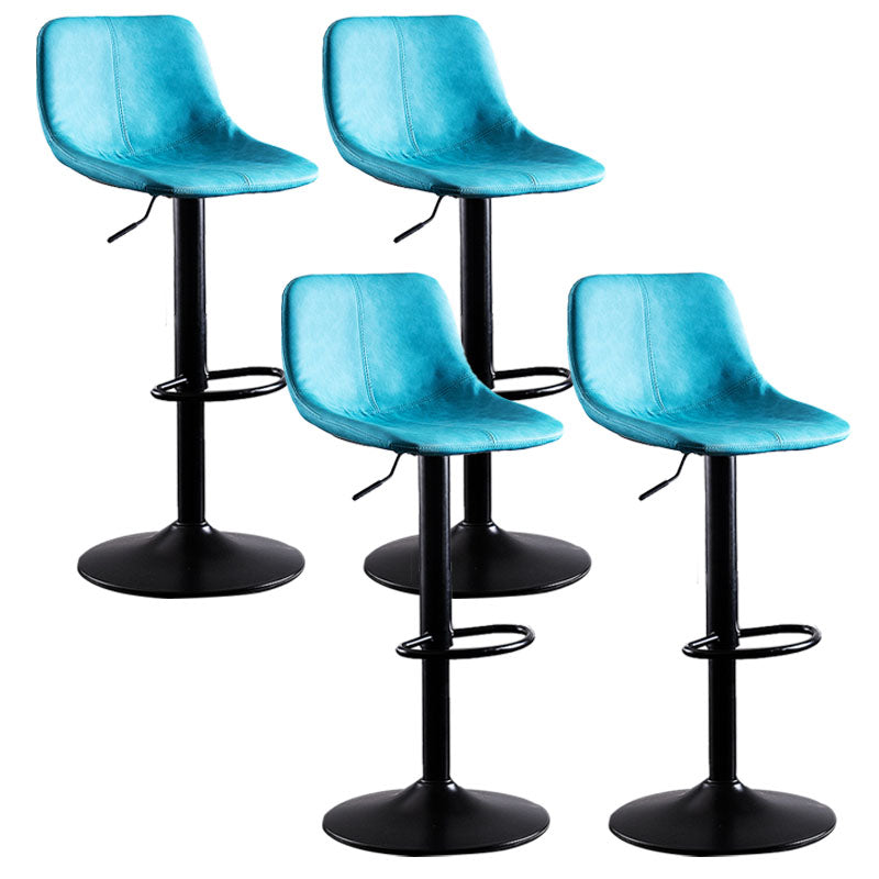 Contemporary Adjustable Height Home Stool Matte Finish Leather Barstool