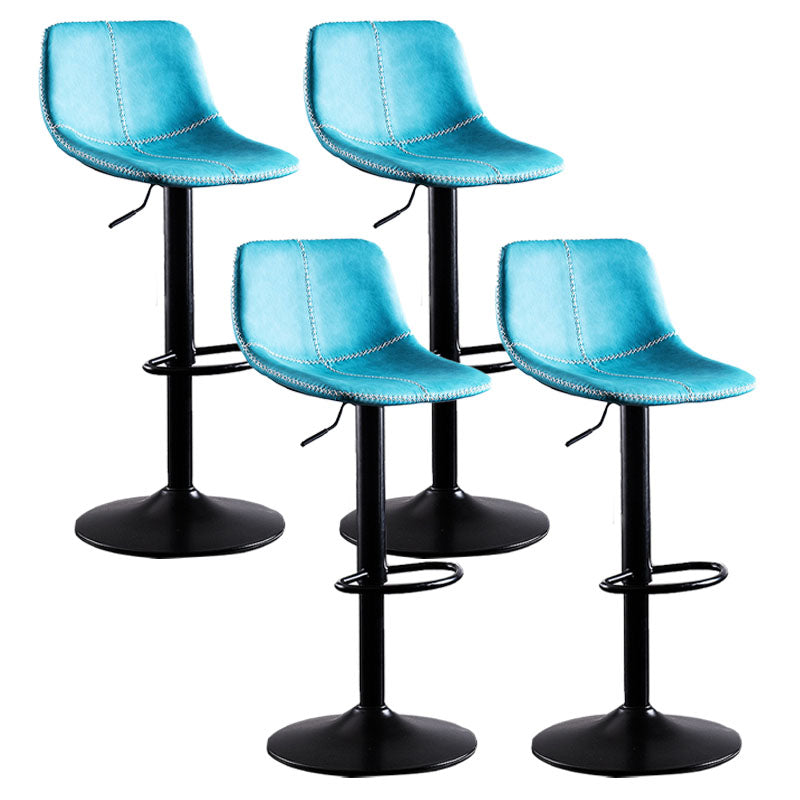 Contemporary Adjustable Height Home Stool Matte Finish Leather Barstool