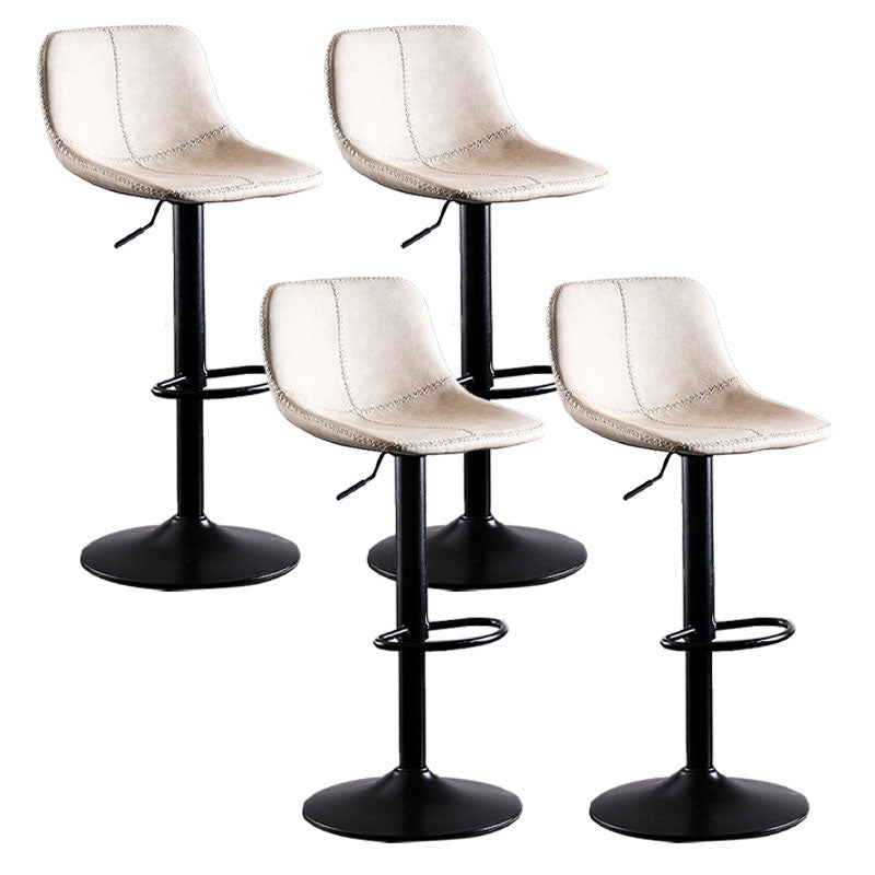 Contemporary Adjustable Height Home Stool Matte Finish Leather Barstool