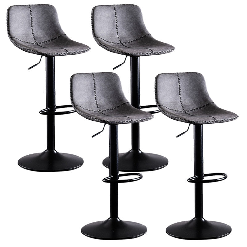 Contemporary Adjustable Height Home Stool Matte Finish Leather Barstool