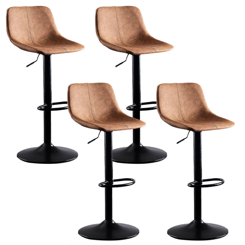 Contemporary Adjustable Height Home Stool Matte Finish Leather Barstool