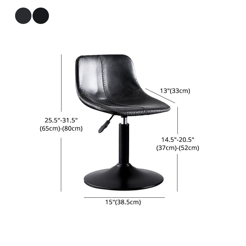 Contemporary Adjustable Height Home Stool Matte Finish Leather Barstool