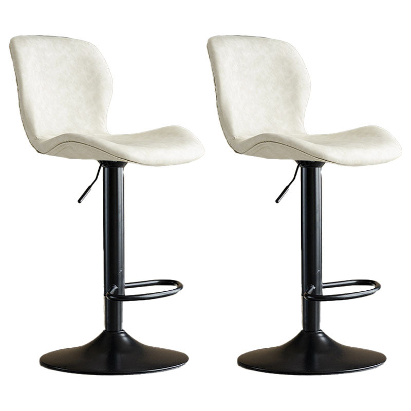 Contemporary Swivel Adjustable Height Stool Matte Finish Leather Barstool