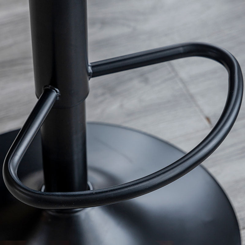 Contemporary Swivel Adjustable Height Stool Matte Finish Leather Barstool