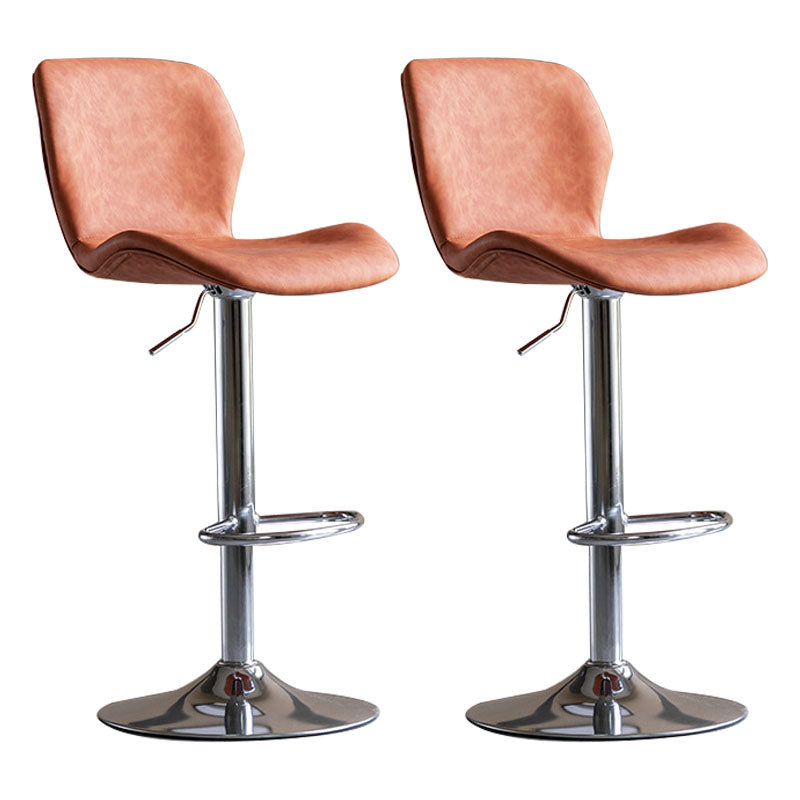 Contemporary Swivel Adjustable Height Stool Matte Finish Leather Barstool