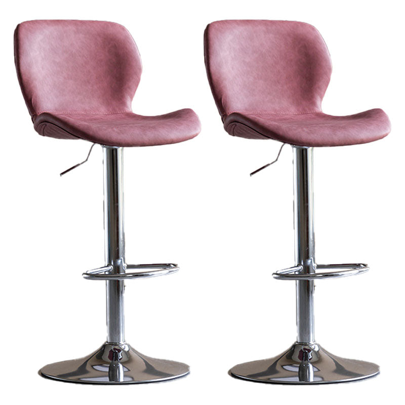 Contemporary Swivel Adjustable Height Stool Matte Finish Leather Barstool