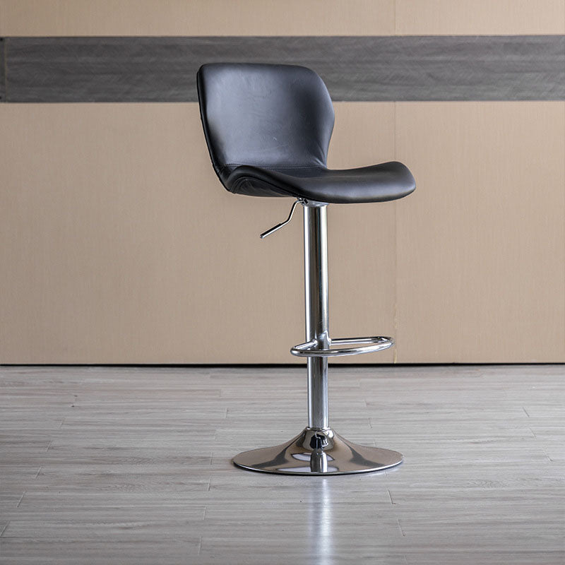 Contemporary Swivel Adjustable Height Stool Matte Finish Leather Barstool
