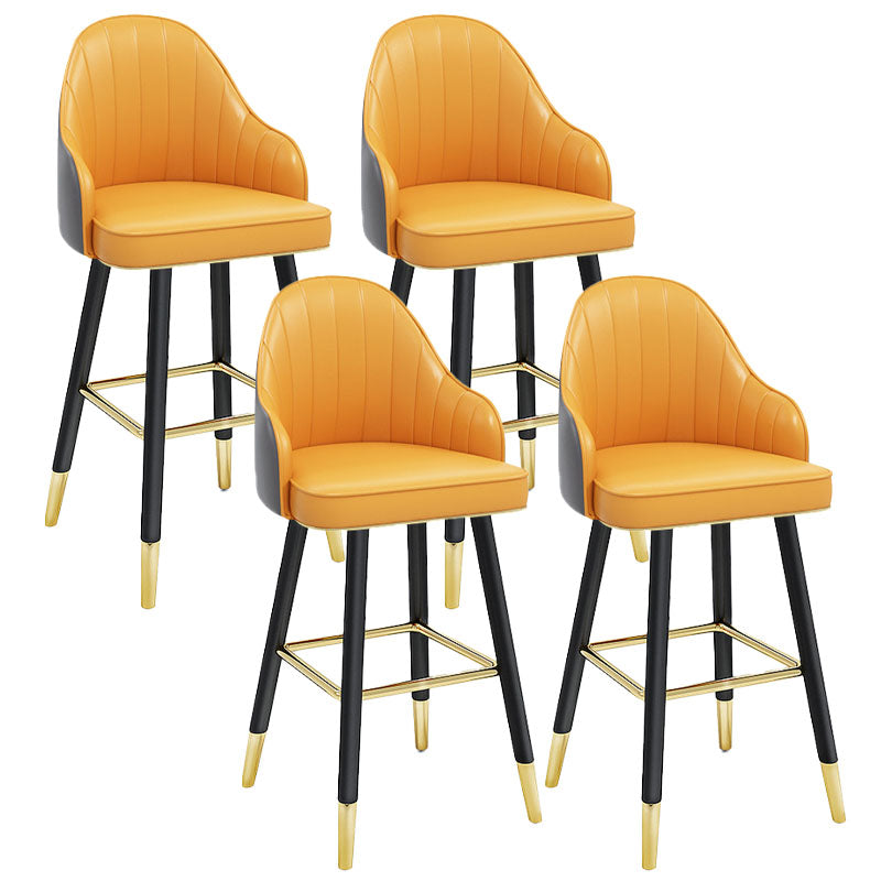 Scandinavian Full Back Swivel Barstool Restaurant Leather Stool