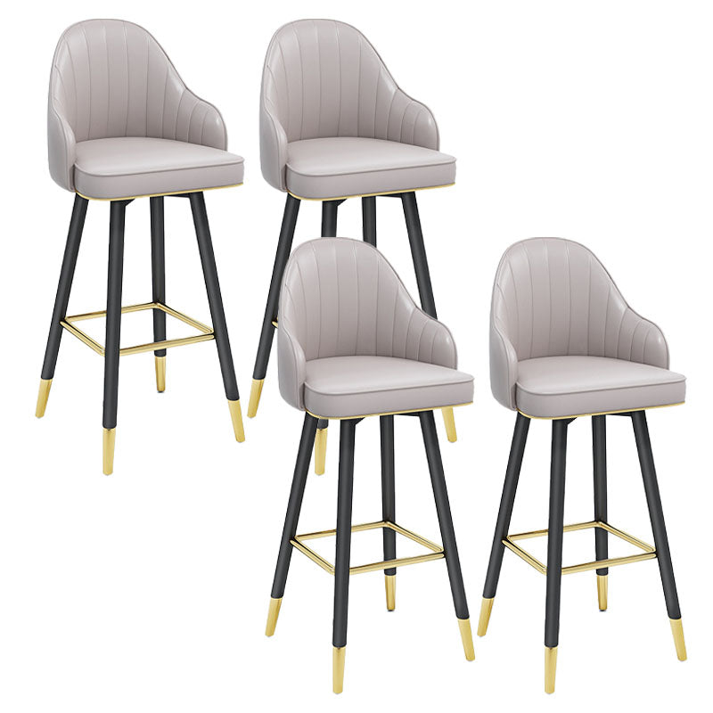 Scandinavian Full Back Swivel Barstool Restaurant Leather Stool