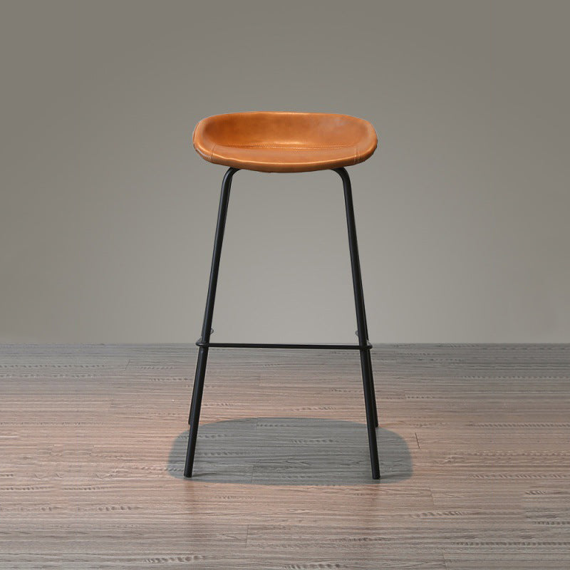 Contemporary Matte Finish Leather Barstool Low Back Home Stool