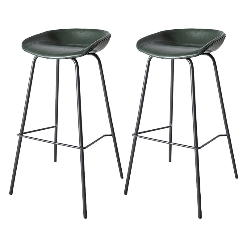 Contemporary Matte Finish Leather Barstool Low Back Home Stool